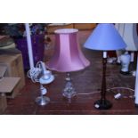 Three assorted table lamps, shipping unavailable