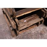 Four wooden vintage paper mill skids, shipping unavailable