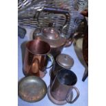 A selection of vintage and antique brass and copper ware