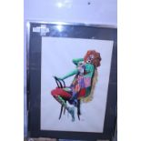 A framed large clown painting signed 'Leo' shipping unavailable