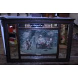 A quality wooden framed early 20th century etched glass wall mirror, shipping unavailable