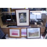 A selection of assorted framed art work, shipping unavailable