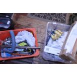 Two boxes of assorted plumbing accessories etc