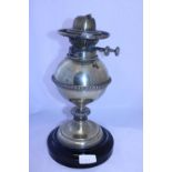 A heavy brass and marble oil lamp bass by Messengers of Birmingham