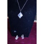 A 925 silver necklace with pendent and earring set