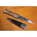 A vintage Sgian-dubh with white metal mounts by Shandwick