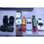 A selection of playworn die-cast models including Corgi & Dinky