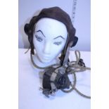 A WW2 period RAF C type flying helmet with G type oxygen mask (mask dated 1945)