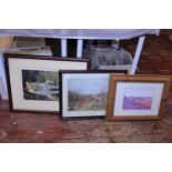 A selection of assorted framed art work