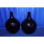 A pair of hand blown art glass vases