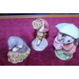 Three assorted Beatrix Potter figures including Royal Albert & Royal Doulton