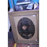 A Victorian gilt framed print of a young lady shipping unavailable