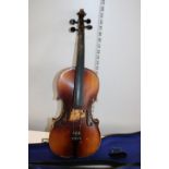 A cased Violin by Antionios Stradivarious a/f