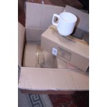 A box of 6x6 bone china stacking mugs