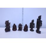 Six assorted hand carved Oriental figures a/f