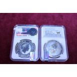 Two cased silver 1oz coins