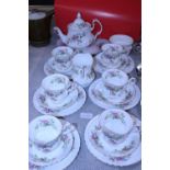 A pretty Royal Albert 'Moss Rose' bone china tea service