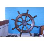 A large antique ships wheel d110cm, shipping unavailable