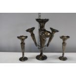 A good quality silver plated epergne and matching posy holders