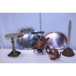 A job lot of assorted copper and brass ware