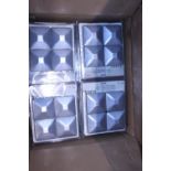 A box of new metal fence post caps 40x4 pieces