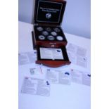 A Brilliant Uncirculated Pure Silver Coin set (8 in total) all 1oz coins with certs and presentation