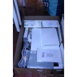 A Wii console, fit board and assortment of games (untested)