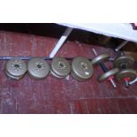 A set of weights and dumbbells, shipping unavailable