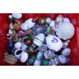 A large box full of assorted ceramic/glass decorated and collectable eggs, shipping unavailable