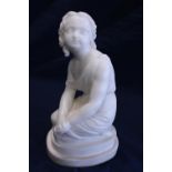 A Carrera marble figure of a young lady by Joseph Gott (Leeds born 1786-1836) h30 approx, signed