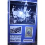 A framed Leeds United Football set of photo's from the 1972 FA Cup, bottom photo in frame is