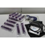 A job lot of medical related items including blood pressure monitor and stethoscope
