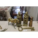 A selection of vintage brass items