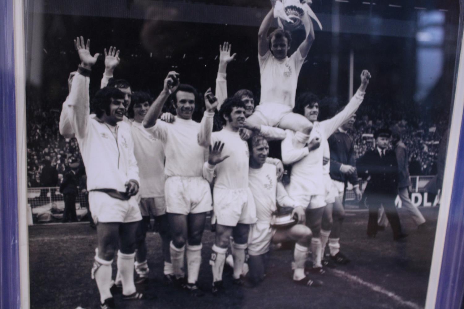 A framed Leeds United Football set of photo's from the 1972 FA Cup, bottom photo in frame is - Image 2 of 6