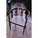 A Edwardian corner chair with inlaid boxwood stringing. Shipping unavailable.