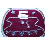 A box set of Sterling silver and marcasite jewellery including necklace and earrings