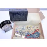 A job lot of costume jewellery and other collectables