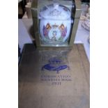 Two pieces of Commemorative ware including a Ringtons tea caddy