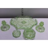 A vintage Art Deco period glass dressing table set