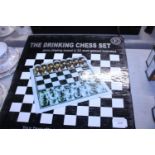 A boxed novelty drinking glass chess set