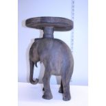 A antique hand carved wooden elephant in the form of a planter h40cm