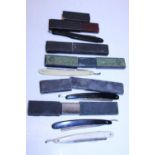 A selection of vintage cut throat razors