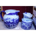 Two antique Ironstone blue & white jugs