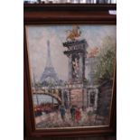 A oil on canvas showing a Parisian scene by Burnett