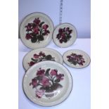 Three Poole Broadstone dinner plates & two side plates