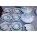 A selection of Susie Cooper Wedding Band pattern soup bowls, tureens and sauce boat