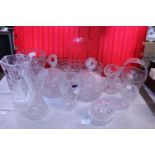 A large selection of cut glass items. Shipping unavailable.