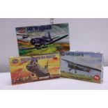 Three assorted Airfix aircraft model kits (complete)
