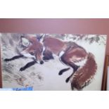 A large signed lithograph of a fox, shipping unavailable