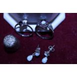 A selection of silver and 925 items including silver and opal earrings